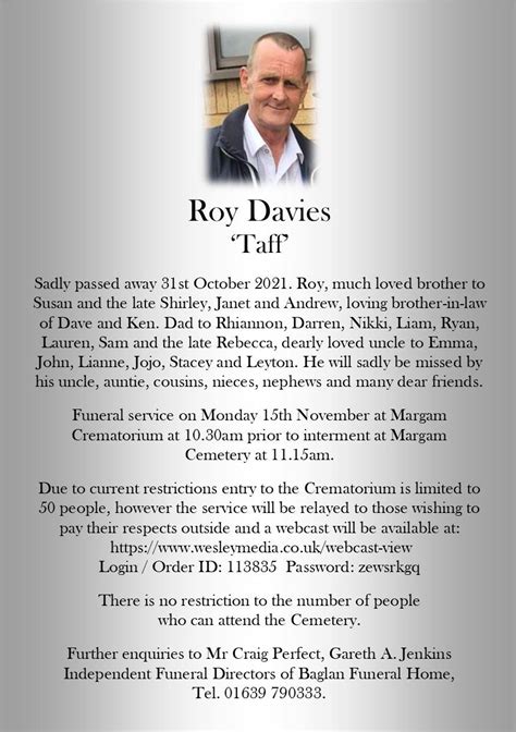 The family of Elvira Rees have asked that we share this notice. . Baglan funeral home facebook